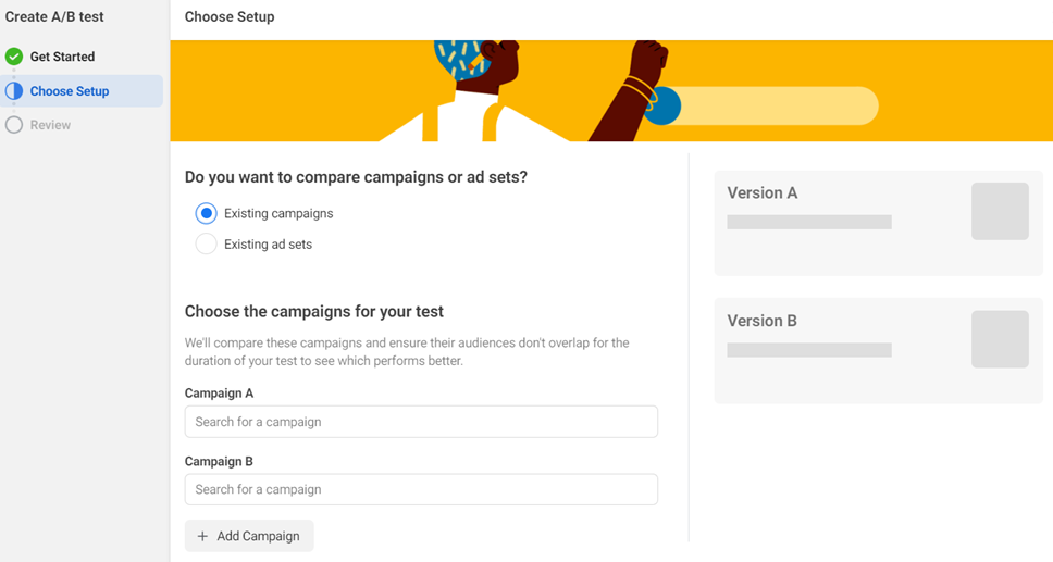 Facebook Ads Manager Existing campaigns