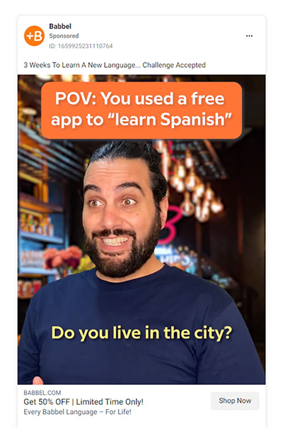 Bumble in-feed ad