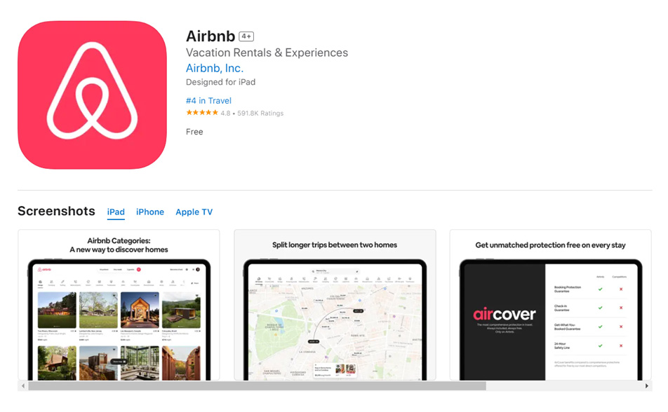 Airbnb app English version